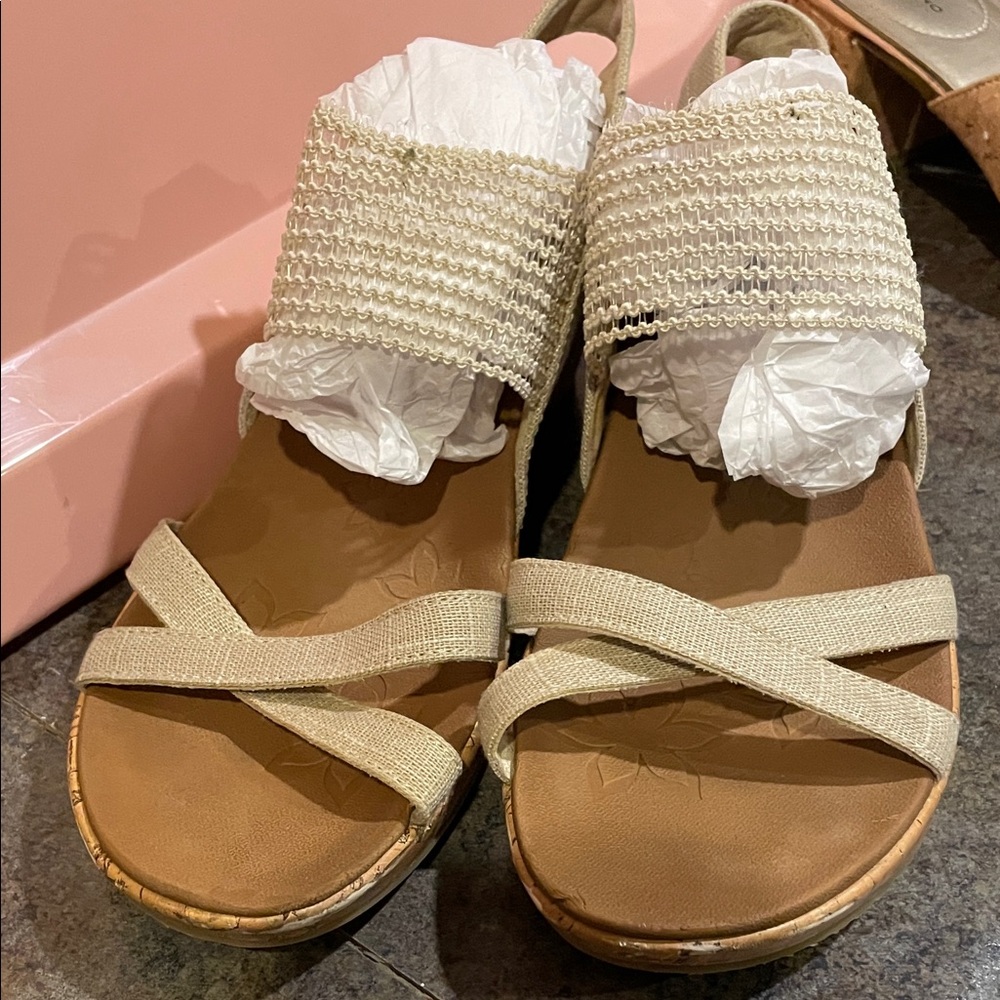 Skechers Cradle Comfortsole Linen & Mesh Sandals 9 - Picture 1 of 4